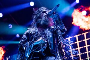 Rob Zombie is singing a song.