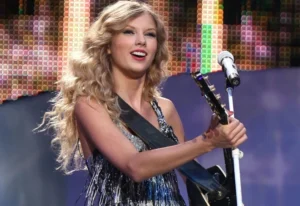 Taylor Swift is singing.