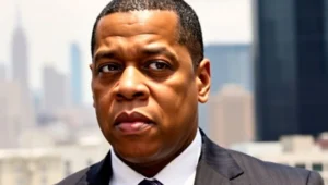 Jay Z looks on in surprise.