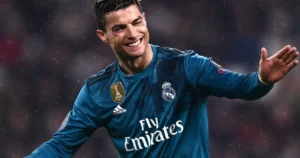 Cristiano Ronaldo gestures during the game.