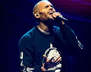 Chris Brown is singing.